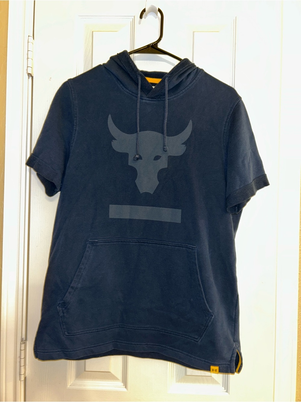 Under Armour Project Rock Terry Short Sleeve Hoodie Dwayne Johnson Navy Small